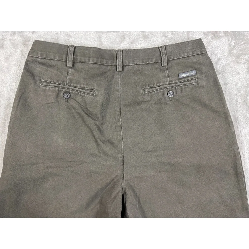 Eddie Bauer Chino Pants Mens 38x30 Green Classic Fit Pleated Wrinkle Resistant - Picture 14 of 16